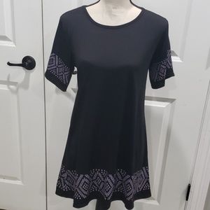 Cotton swing dress with geometric border